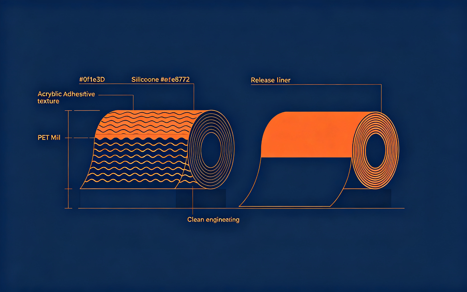 Acrylic vs silicone adhesive tape cross-section