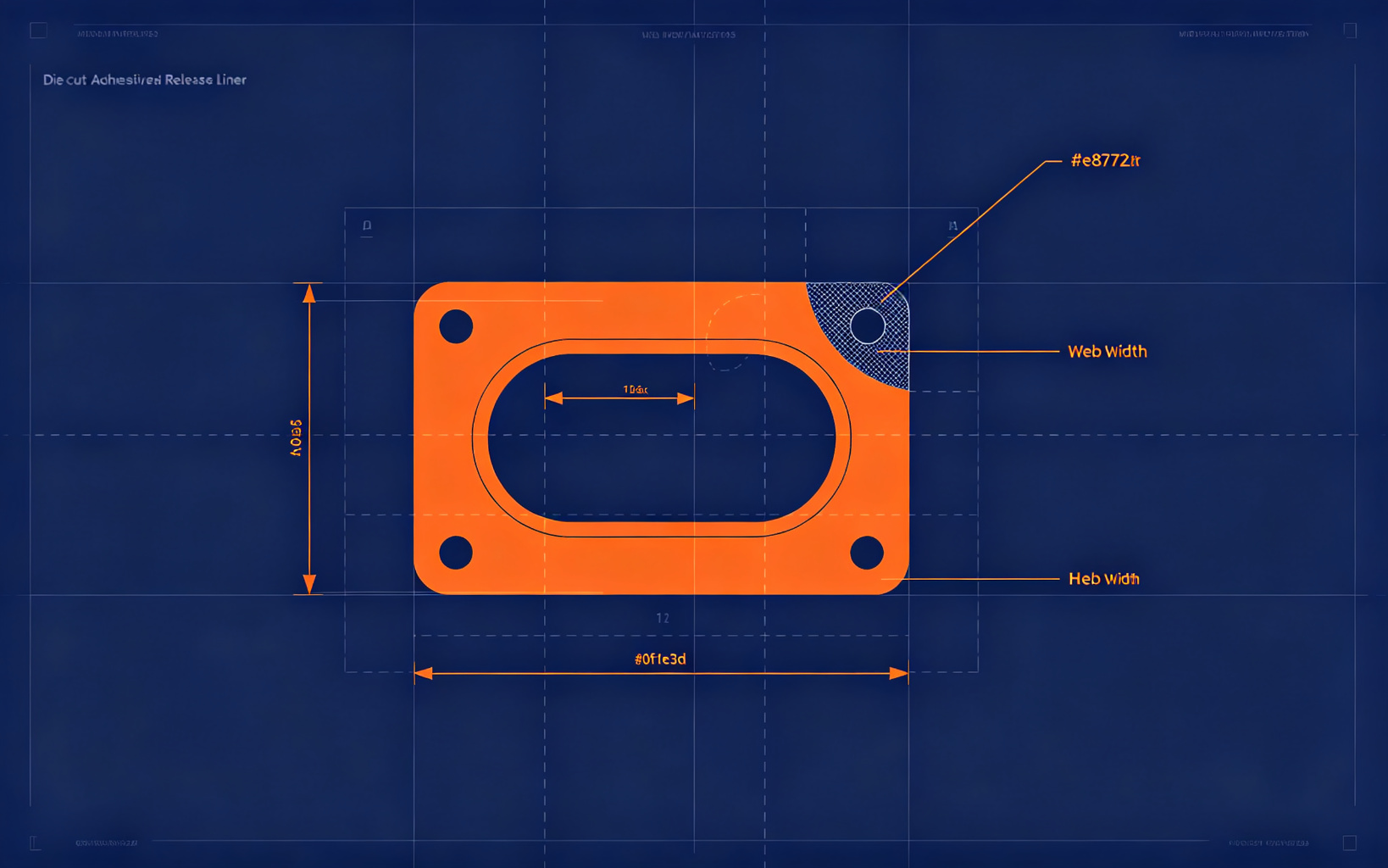 Die-cut part design blueprint with callouts