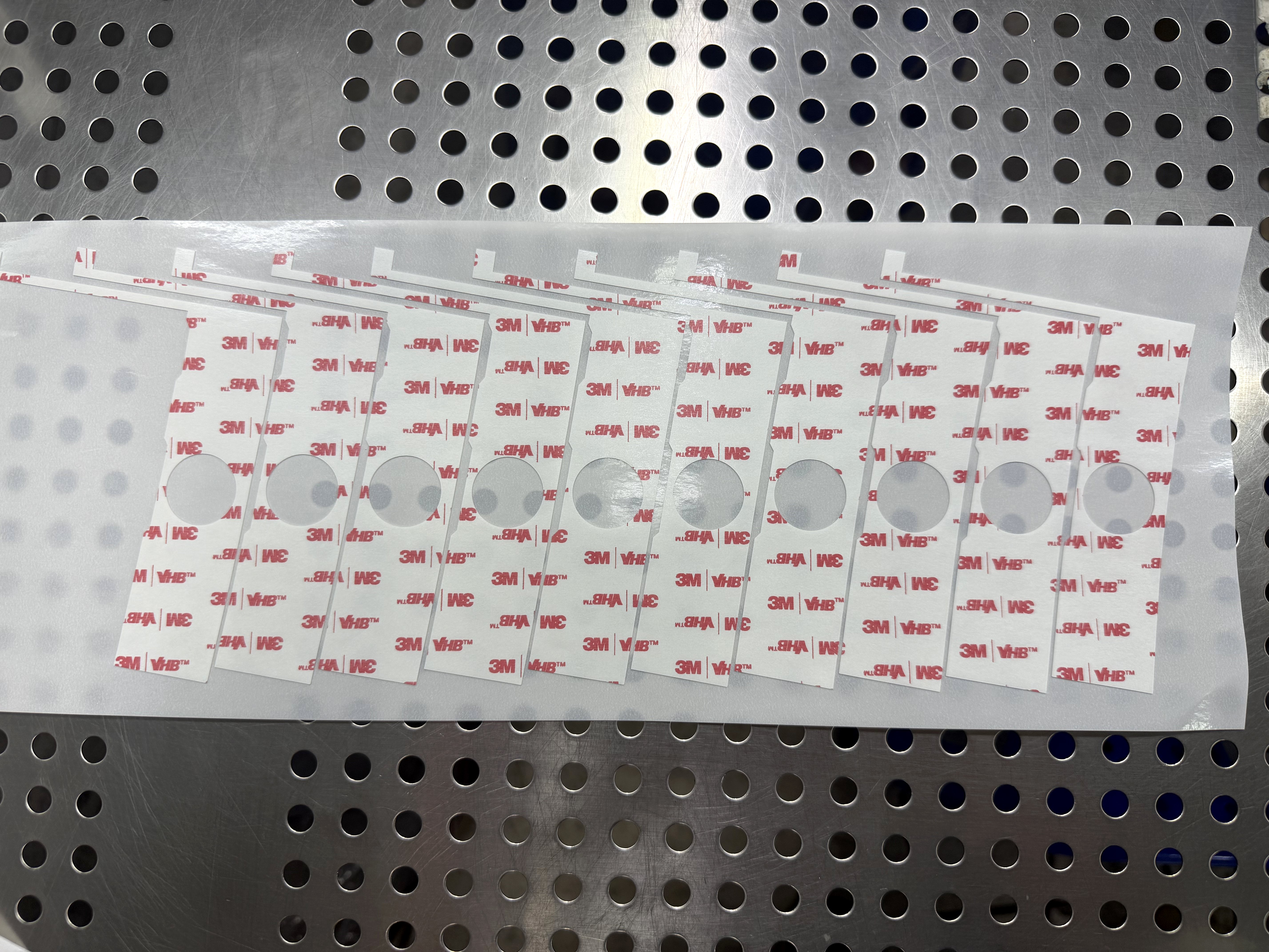 VHB acrylic foam tape die-cut parts on steel plate